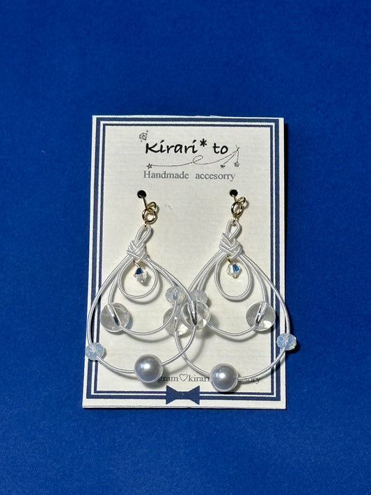 White Dewdrop Mizuhiki Earrings
