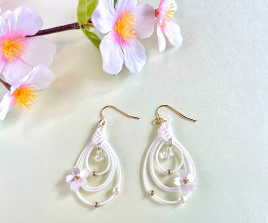 While Cherry Blossom Earrings