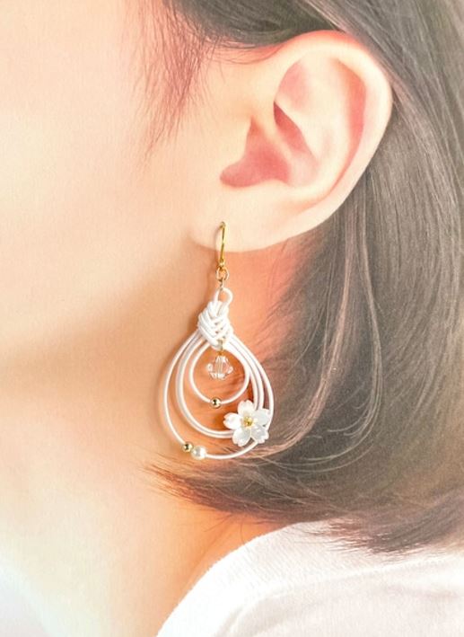 While Cherry Blossom Earrings